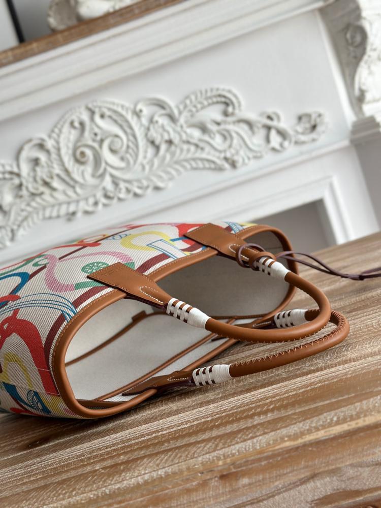 Hermes Steeple 28 Printed Canvas Tote Bag