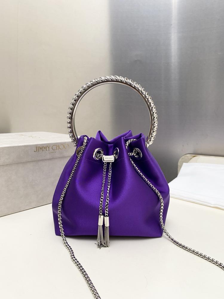 Jimmy Choo Bon Bon Satin & Crystal Embellished Bucket Bag Collection