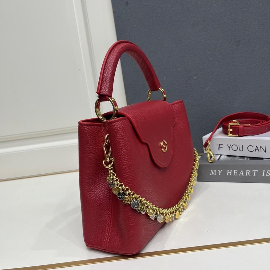 Louis Vuitton Capucines BB Leather Bag with Charms Chain