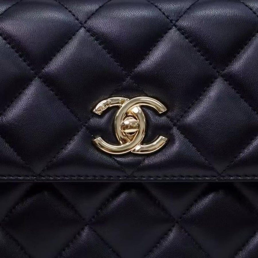 Chanel Quilted Top Handle Flap Bag with Metal Plate