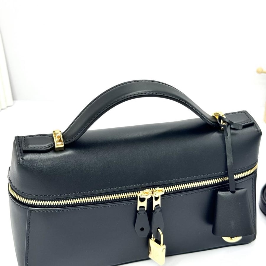 Loro Piana Smooth Leather Elongated Top Handle Bag