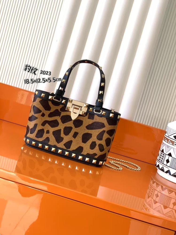 Valentino Garavani Rockstud Mini Leopard Print Calfskin Bag