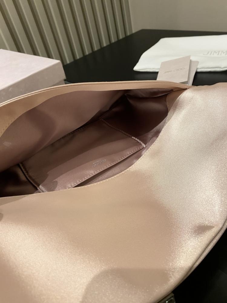 Jimmy Choo Crystal Fringe Crinkled Leather Clutch