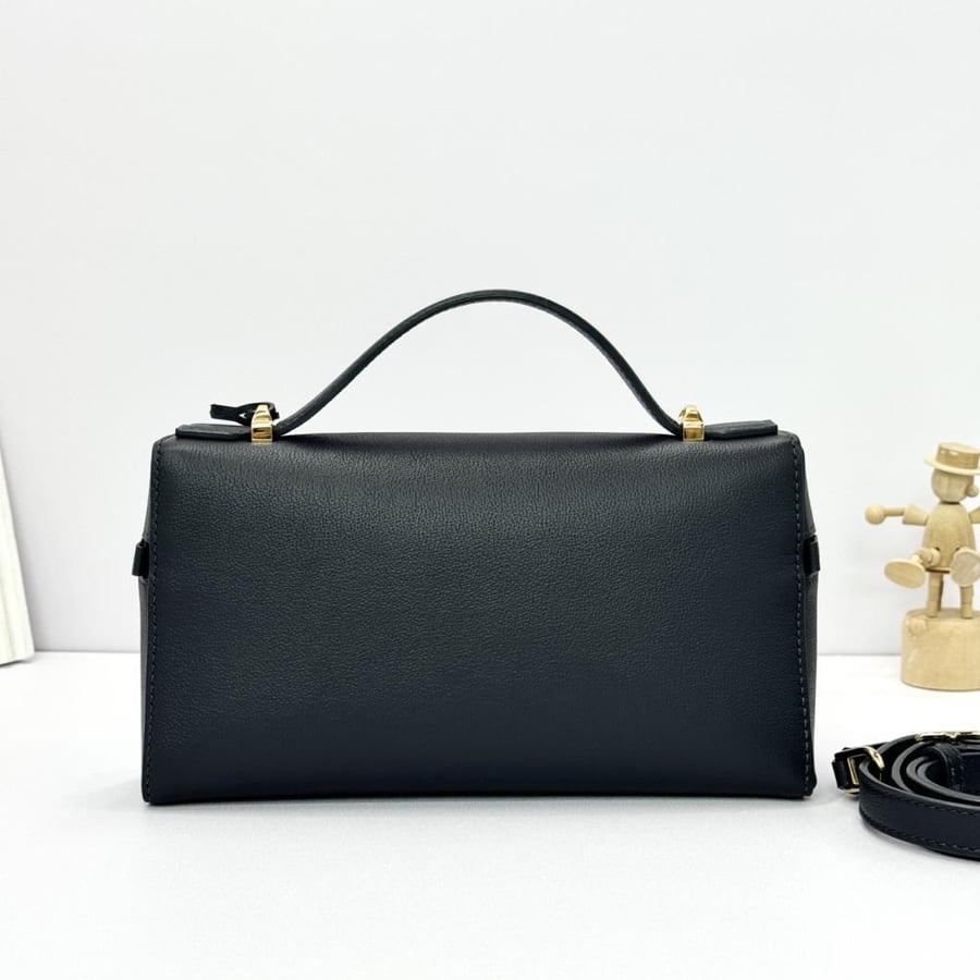 Loro Piana Smooth Leather Elongated Top Handle Bag