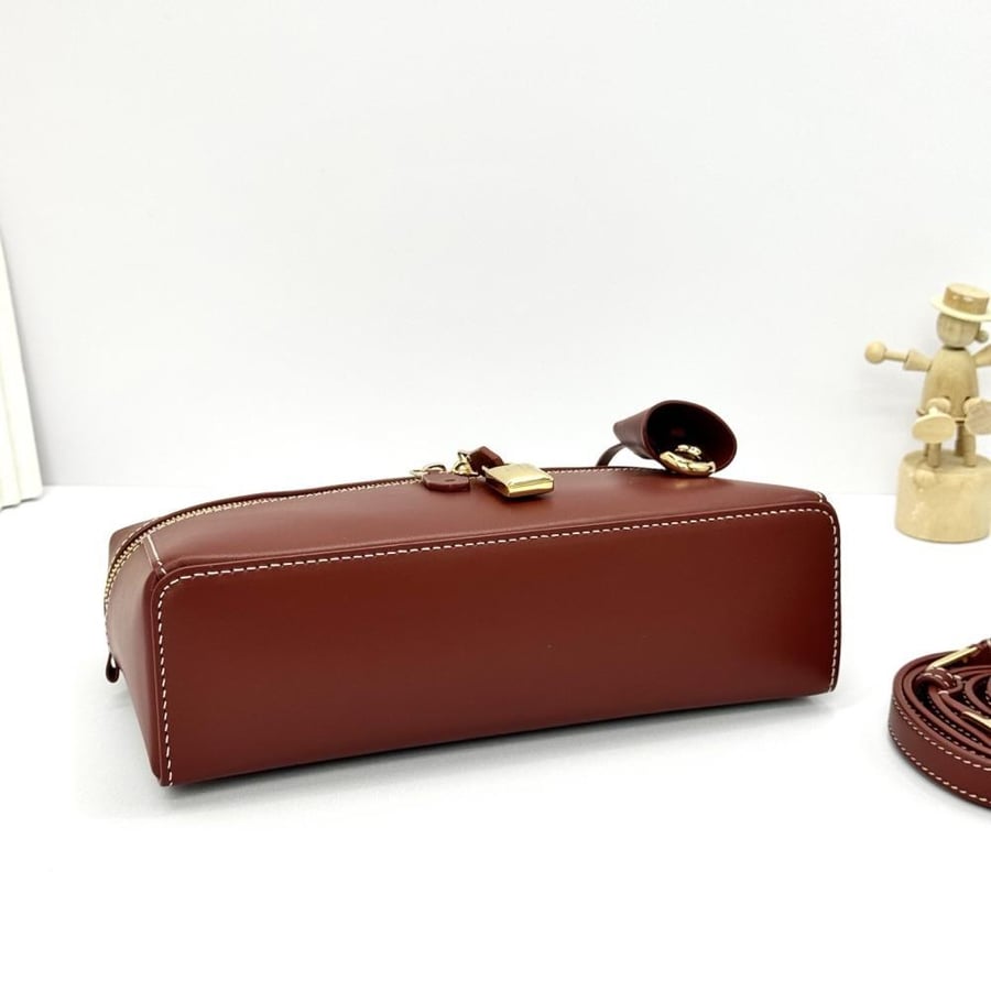 Loro Piana Smooth Leather Elongated Top Handle Bag