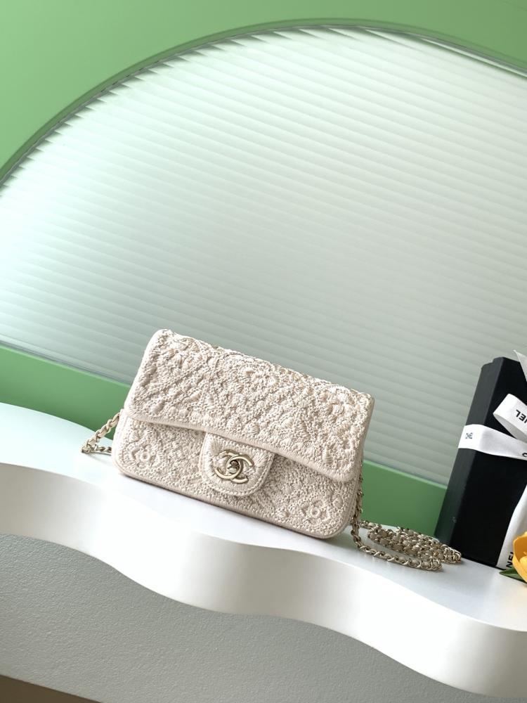 Chanel Embroidered Fabric Classic Flap Bag