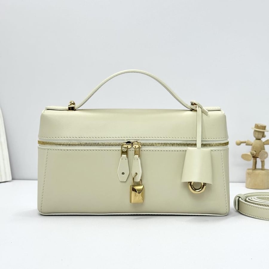 Loro Piana Smooth Leather Elongated Top Handle Bag