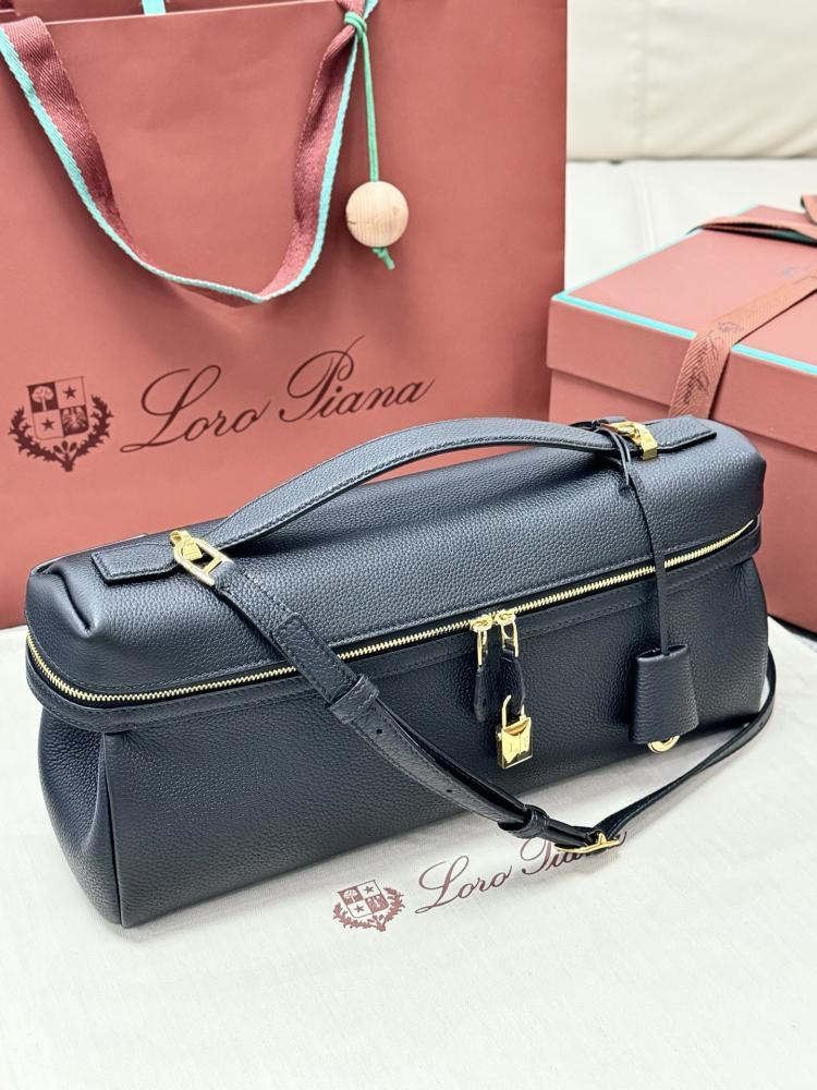 Loro Piana Elongated Extra Pocket Bag in Grained Leather