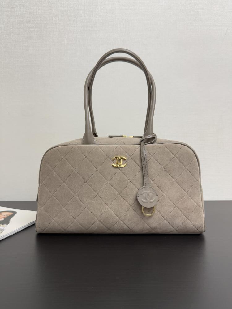 Chanel Quilted Suede Bowling Bag