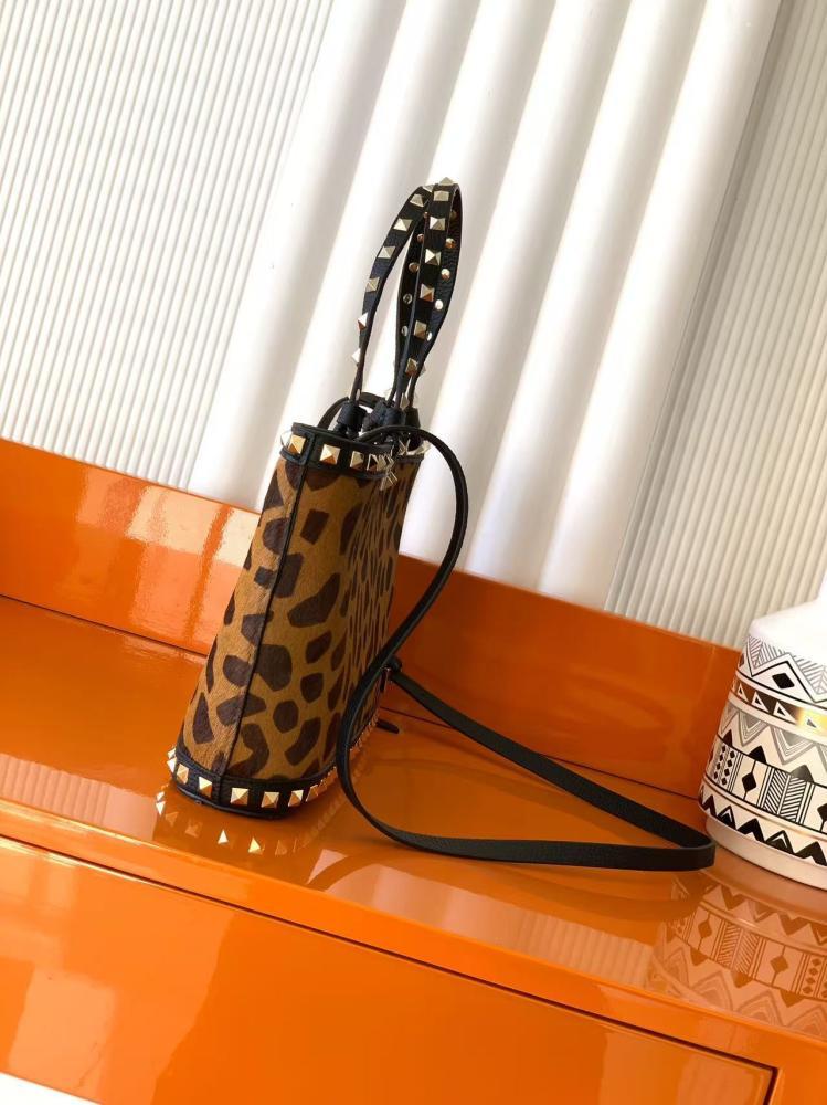 Valentino Garavani Rockstud Leopard Print Calfskin Bag