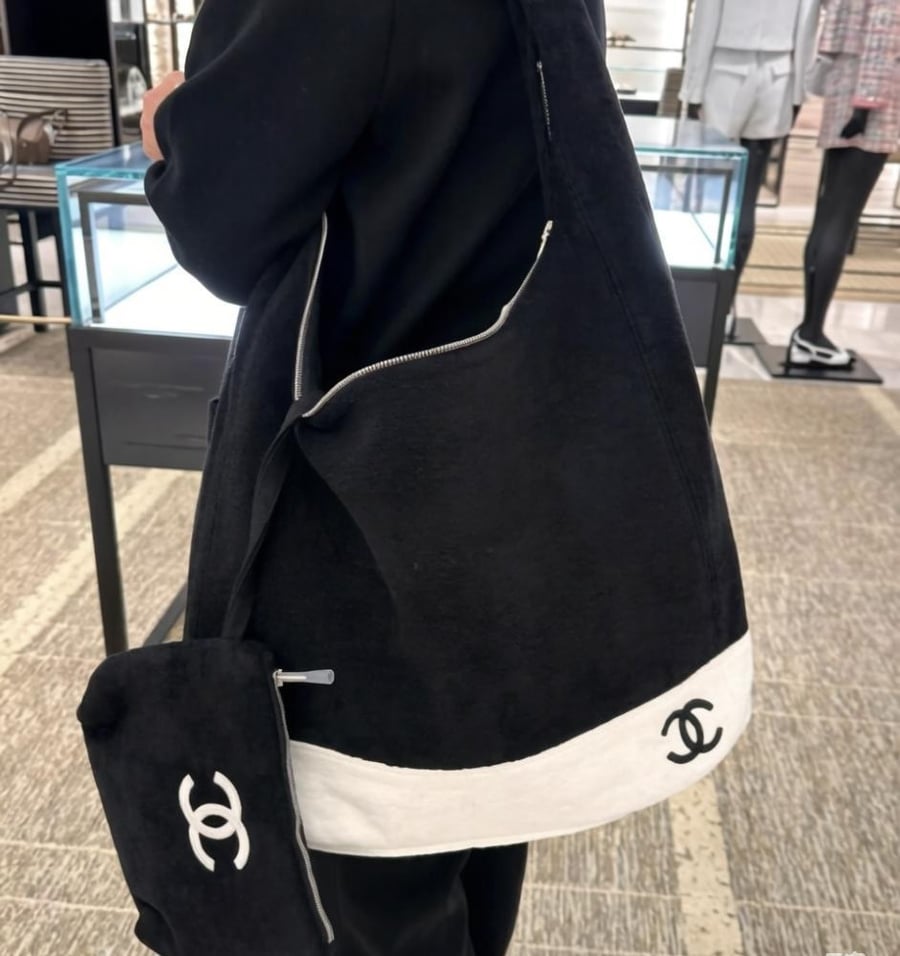 Chanel Terry Cotton Beach Bag Set with Pouch and Towel
