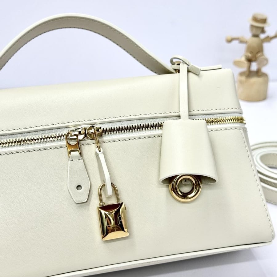 Loro Piana Smooth Leather Elongated Top Handle Bag