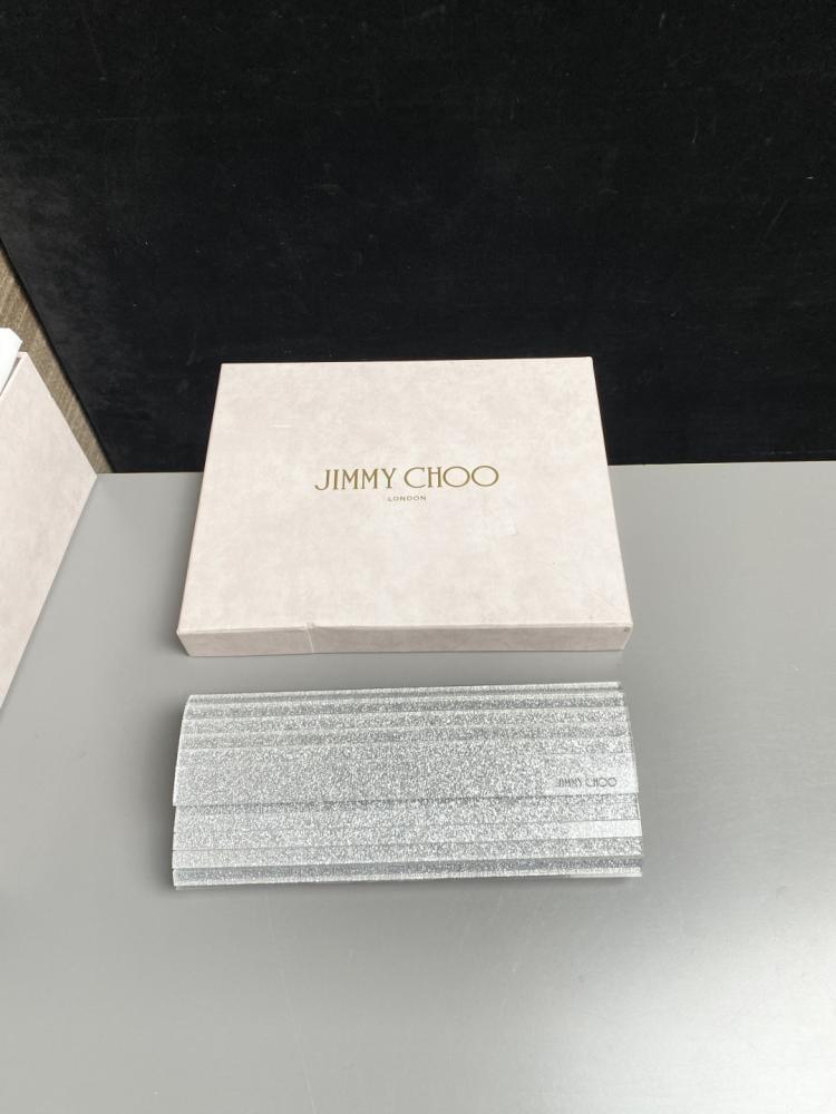 Jimmy Choo Structured Glitter Ribbed Clutch