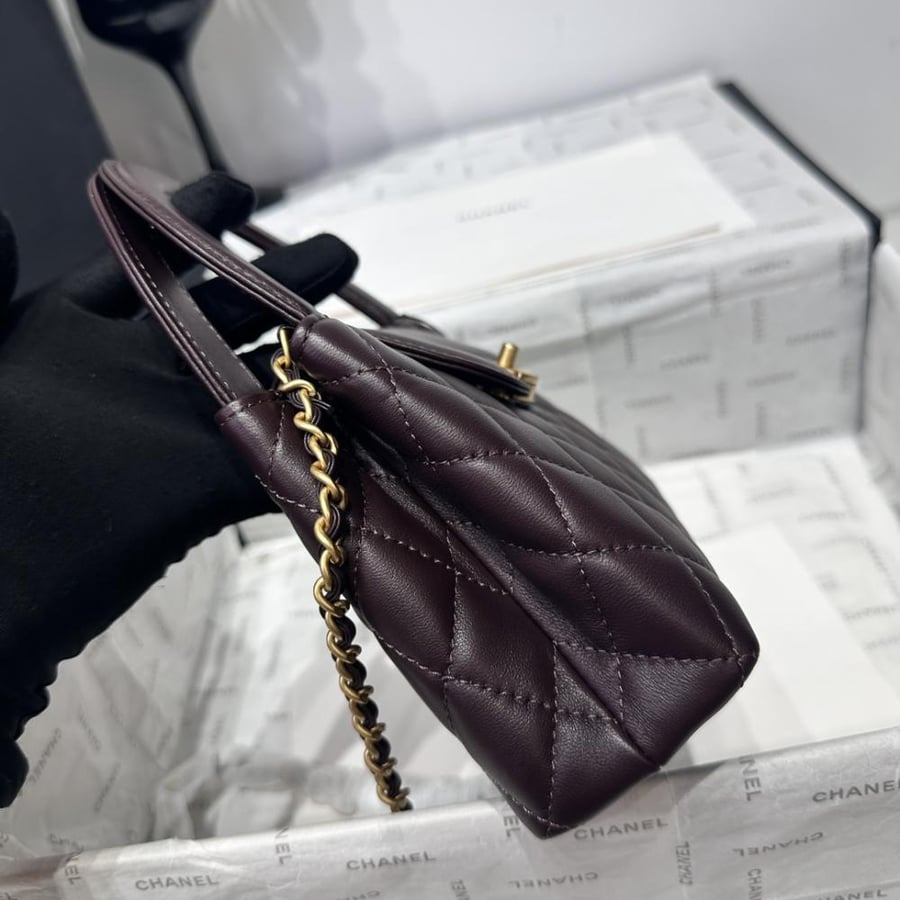 Chanel Mini Kelly Top Handle Quilted Patent Leather Bag