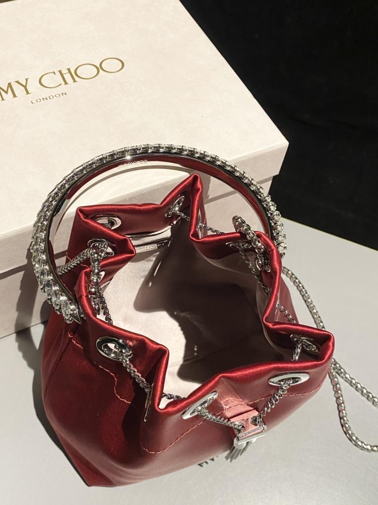 Jimmy Choo Bon Bon Satin & Crystal Embellished Bucket Bag Collection