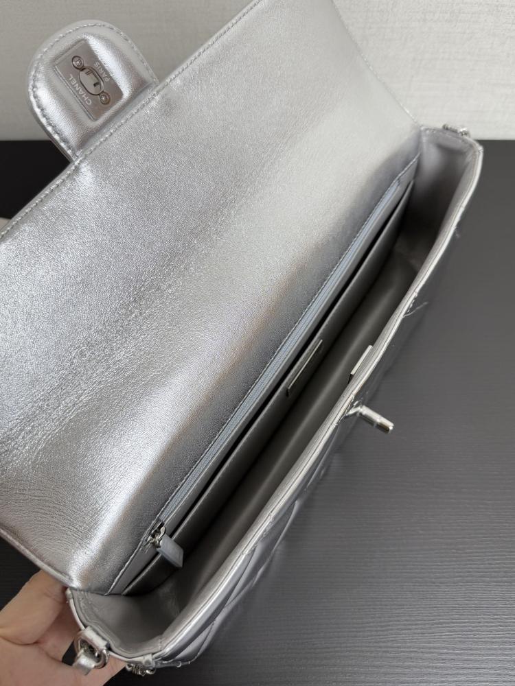 Chanel Glossy Quilted Top Handle Flap Bag