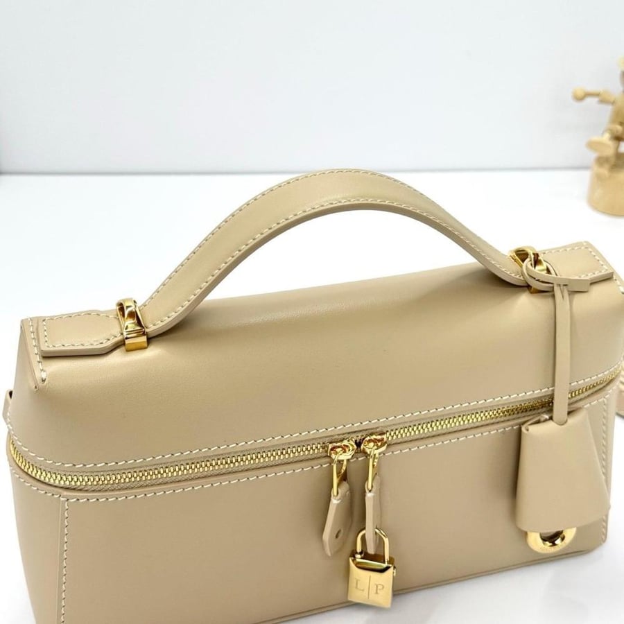 Loro Piana Smooth Leather Elongated Top Handle Bag