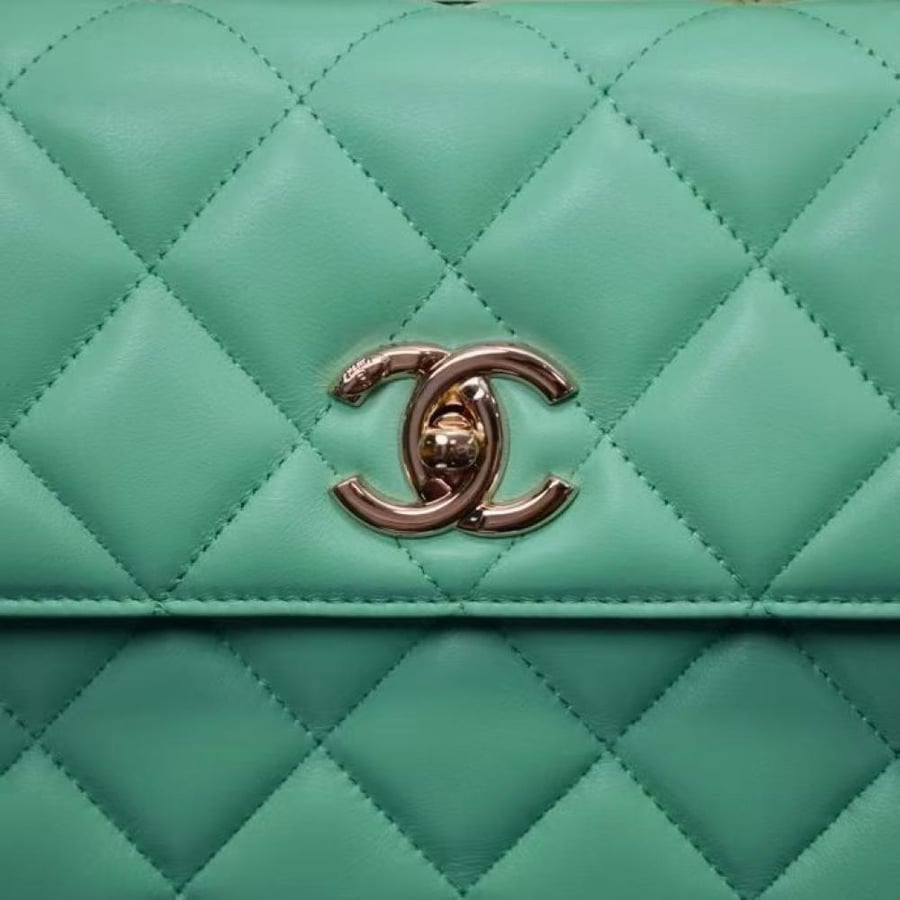 Chanel Quilted Top Handle Flap Bag with Metal Plate