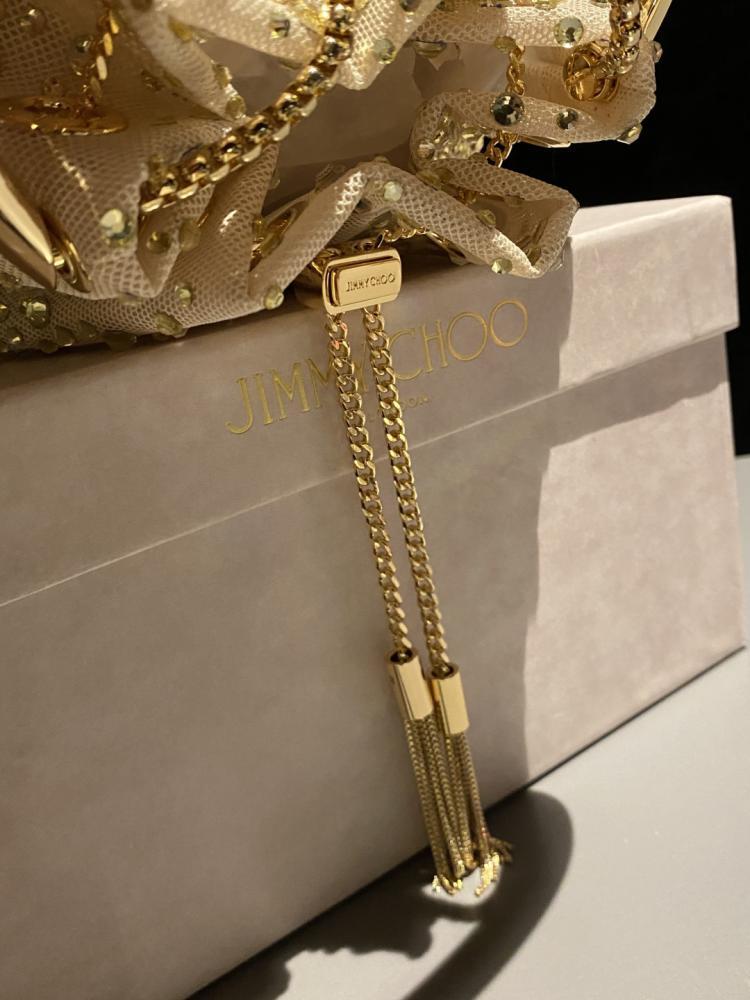 Jimmy Choo Bon Bon Satin & Crystal Embellished Bucket Bag Collection