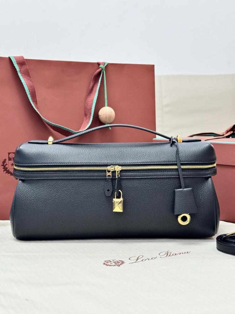 Loro Piana Elongated Extra Pocket Bag in Grained Leather