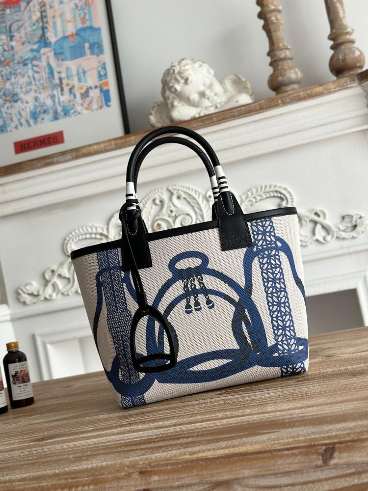 Hermes Steeple 28 Printed Canvas Tote Bag