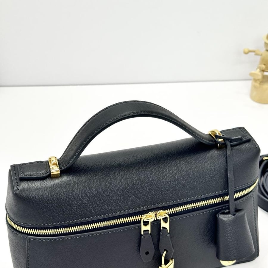 Loro Piana Smooth Leather Elongated Top Handle Bag