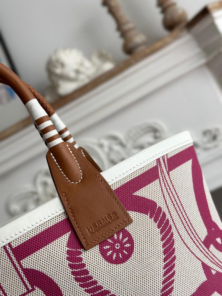 Hermes Steeple 28 Printed Canvas Tote Bag