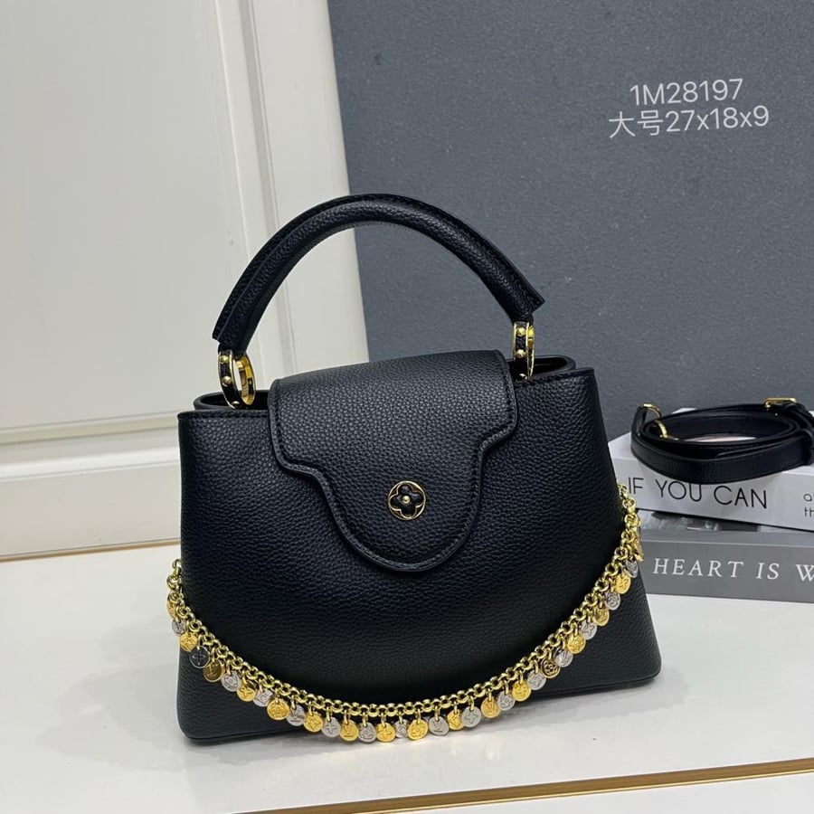 Louis Vuitton Capucines BB Leather Bag with Charms Chain