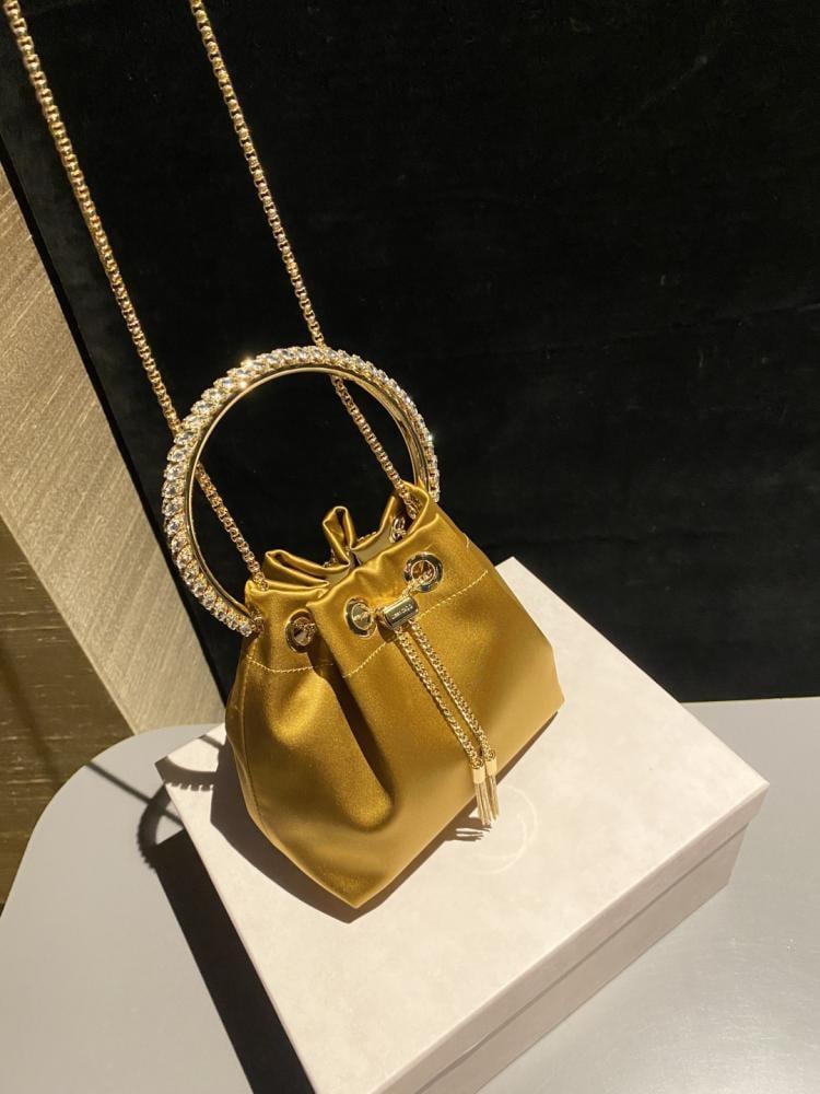 Jimmy Choo Bon Bon Satin & Crystal Embellished Bucket Bag Collection