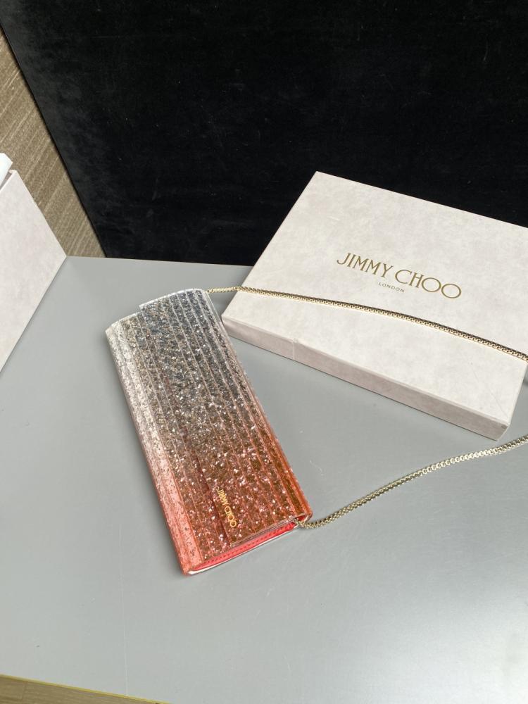 Jimmy Choo Structured Glitter Ribbed Clutch