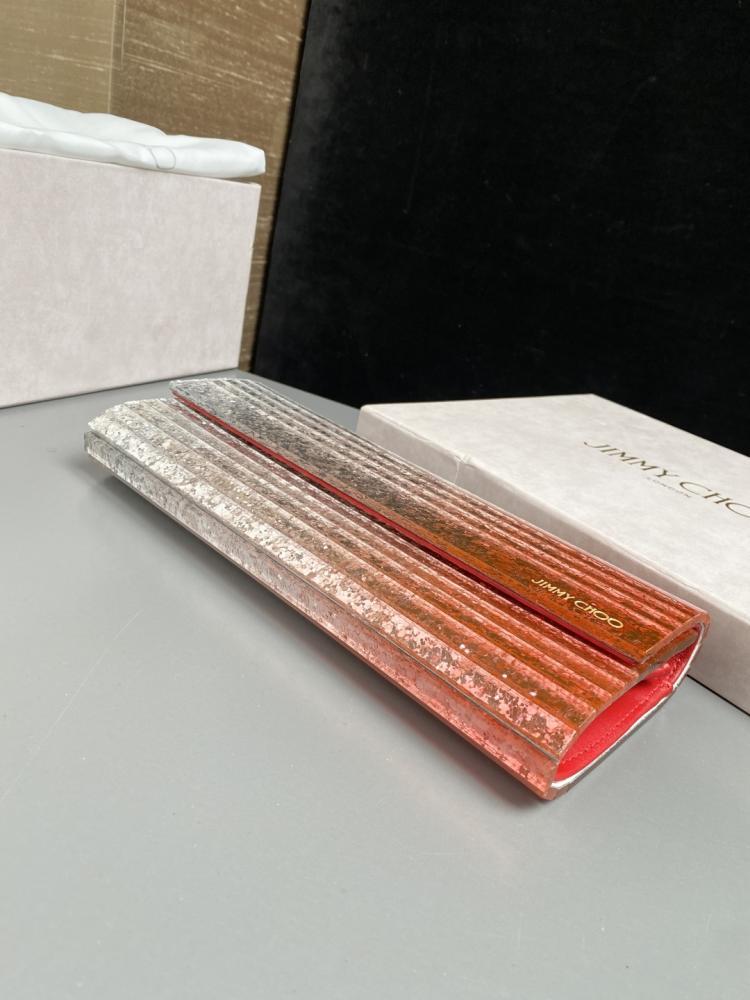 Jimmy Choo Structured Glitter Ribbed Clutch
