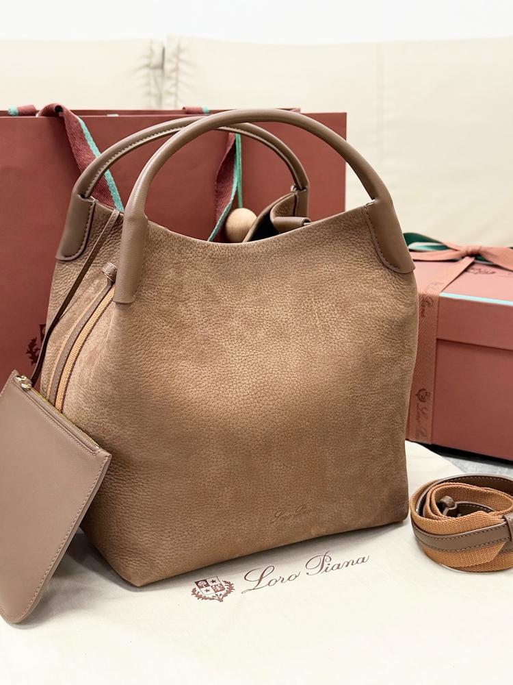 Loro Piana Large Bale Bag in Textured Leather