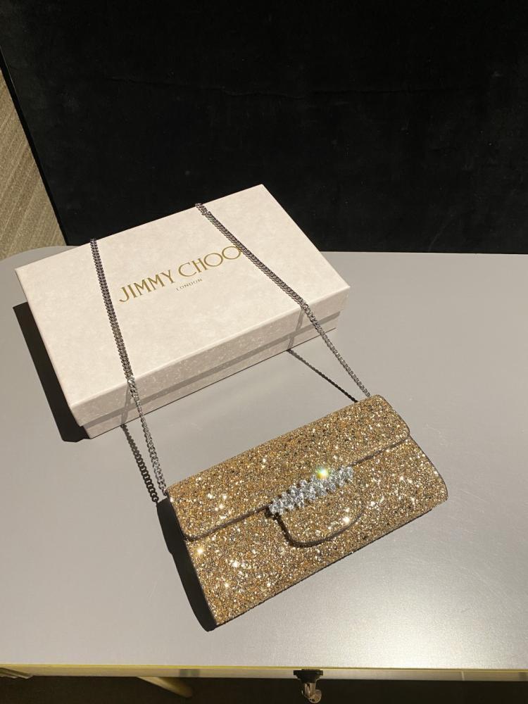 Jimmy Choo Crystal Embellished Clutch Wallet on Chain