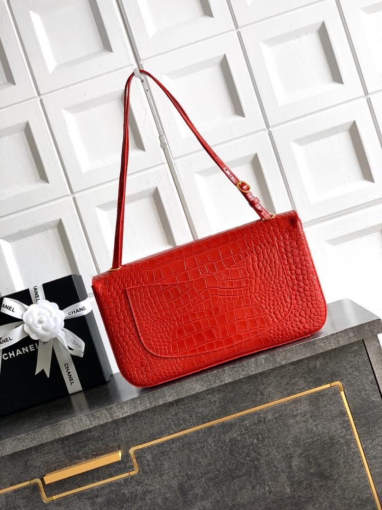 Chanel Croc-Embossed Leather Flap Bag