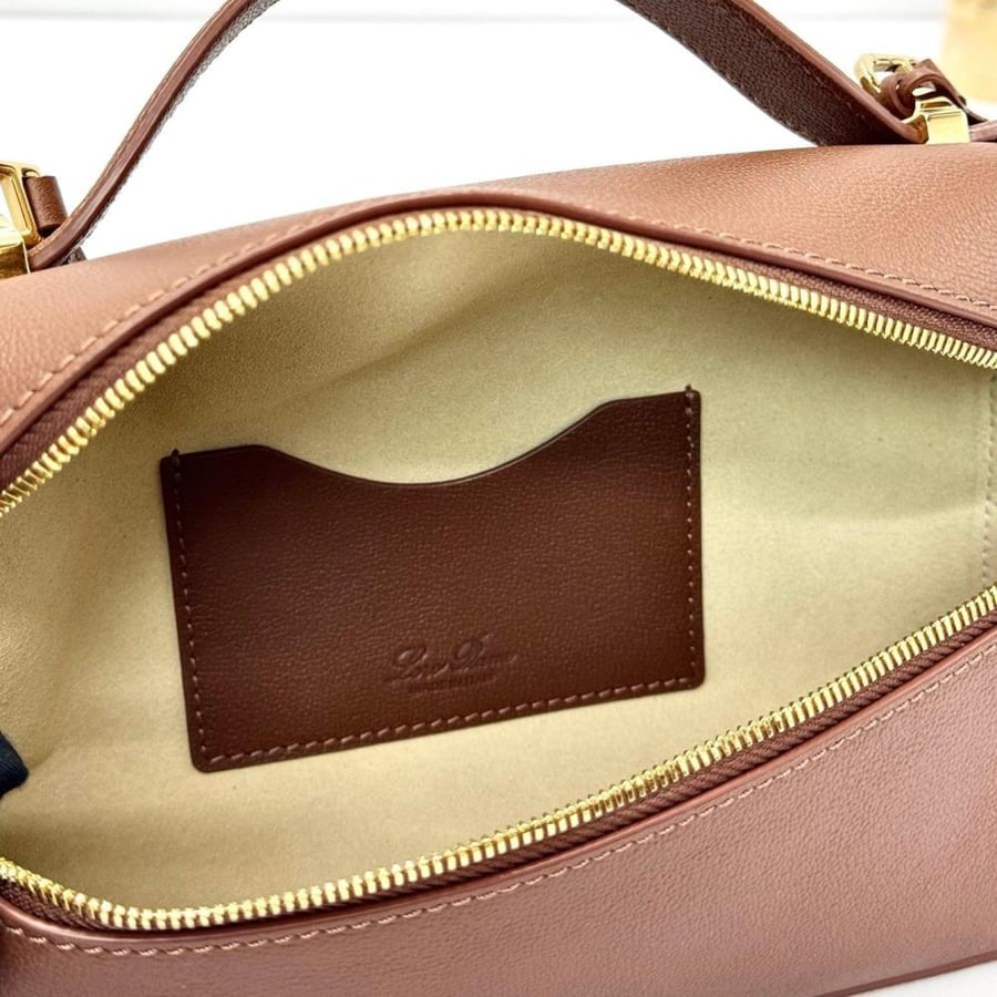 Loro Piana Smooth Leather Elongated Top Handle Bag