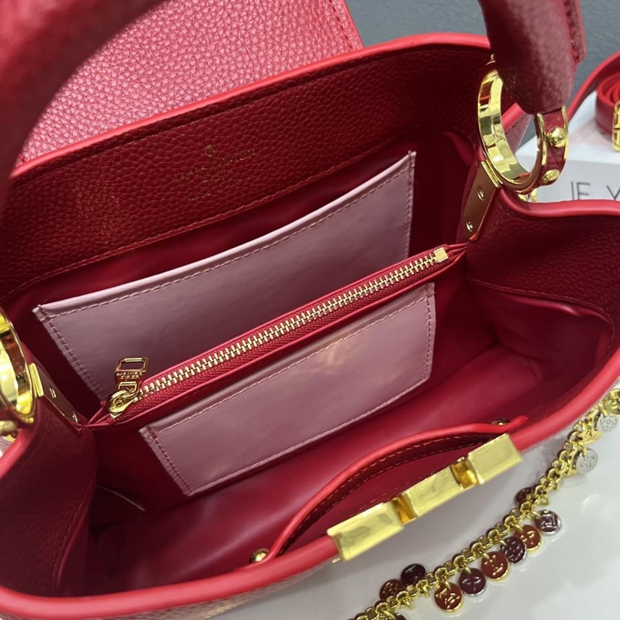 Louis Vuitton Capucines BB Leather Bag with Charms Chain