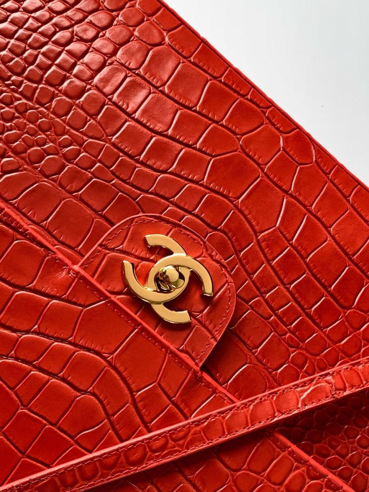 Chanel Croc-Embossed Leather Flap Bag