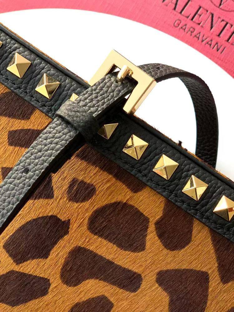 Valentino Garavani Rockstud Leopard Print Calfskin Bag