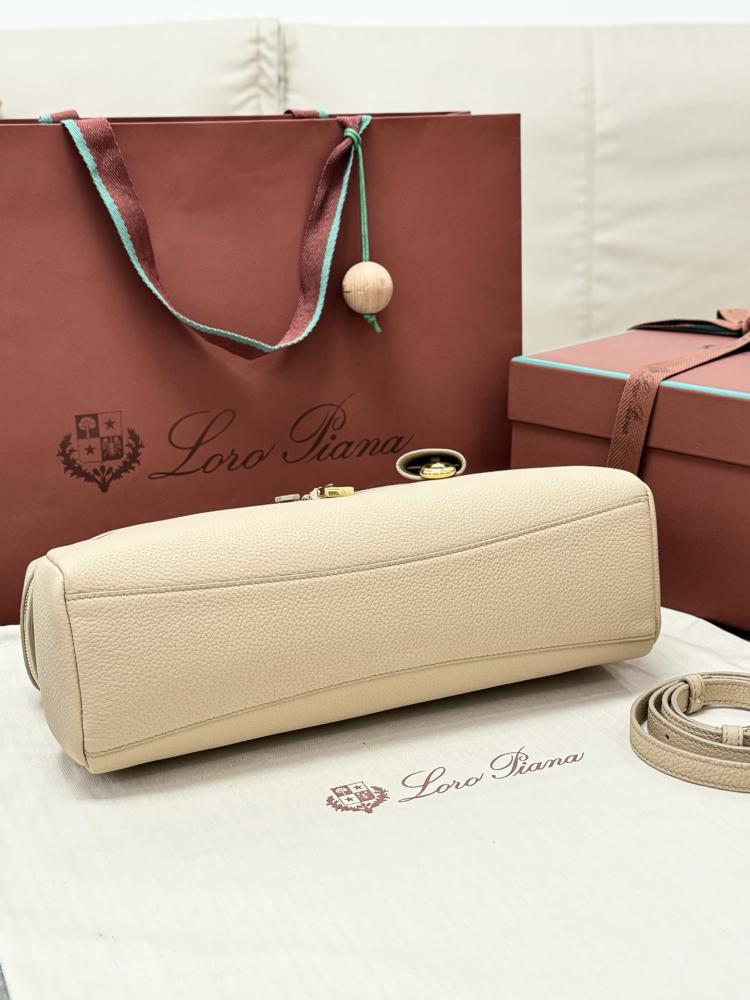 Loro Piana Elongated Extra Pocket Bag in Grained Leather