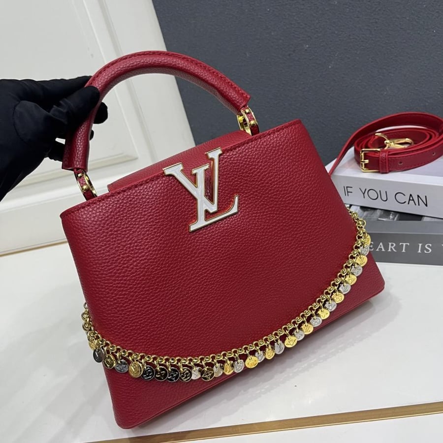 Louis Vuitton Capucines BB Leather Bag with Charms Chain