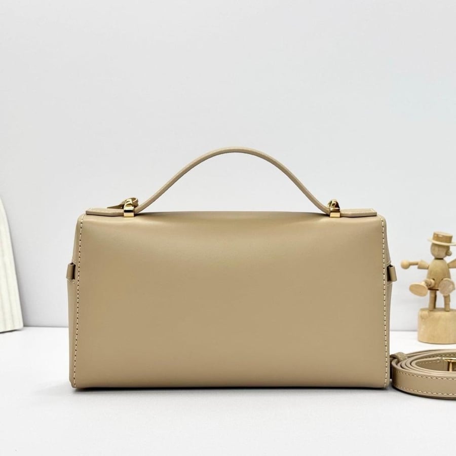 Loro Piana Smooth Leather Elongated Top Handle Bag