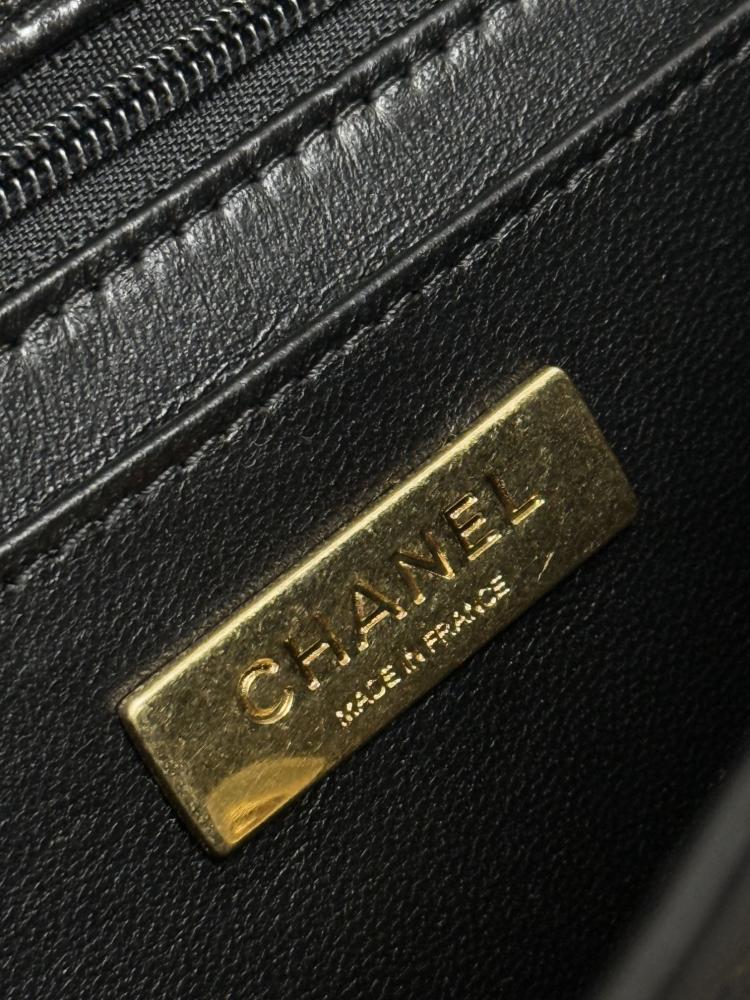 Chanel Glossy Quilted Top Handle Flap Bag