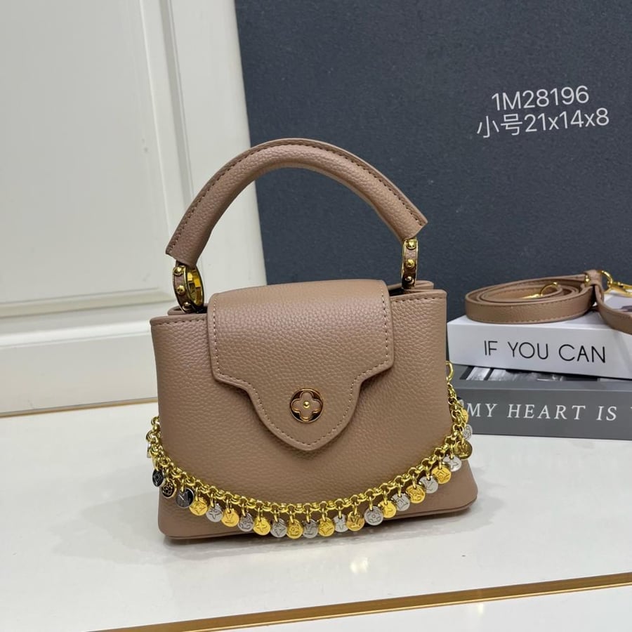 Louis Vuitton Capucines Mini Leather Bag with Charms Chain