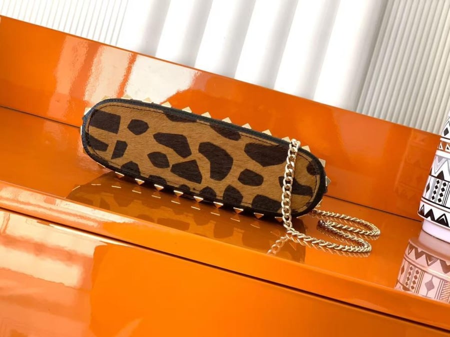 Valentino Garavani Rockstud Mini Leopard Print Calfskin Bag