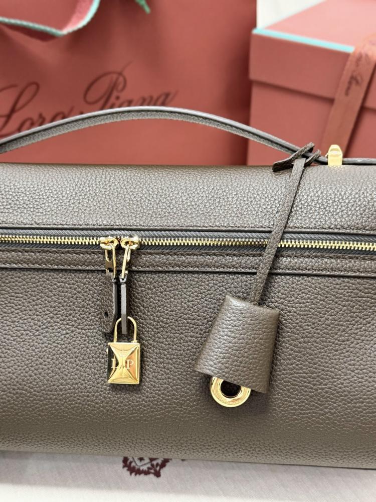 Loro Piana Elongated Extra Pocket Bag in Grained Leather