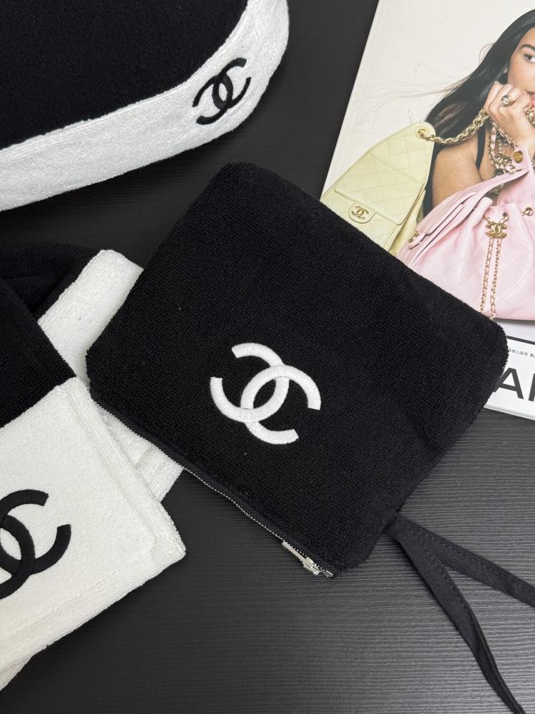 Chanel Terry Cotton Beach Bag Set with Pouch and Towel