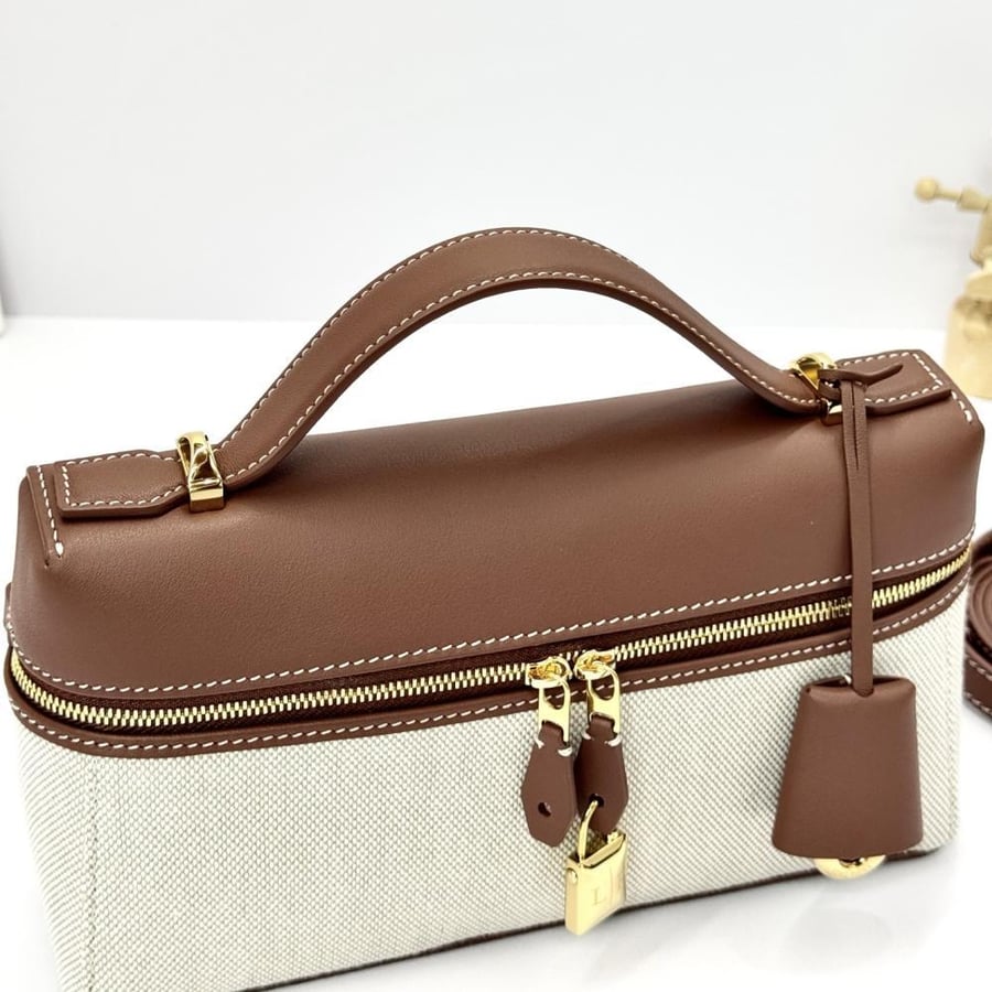 Loro Piana Smooth Leather Elongated Top Handle Bag