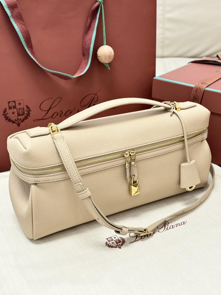 Loro Piana Elongated Extra Pocket Bag in Grained Leather