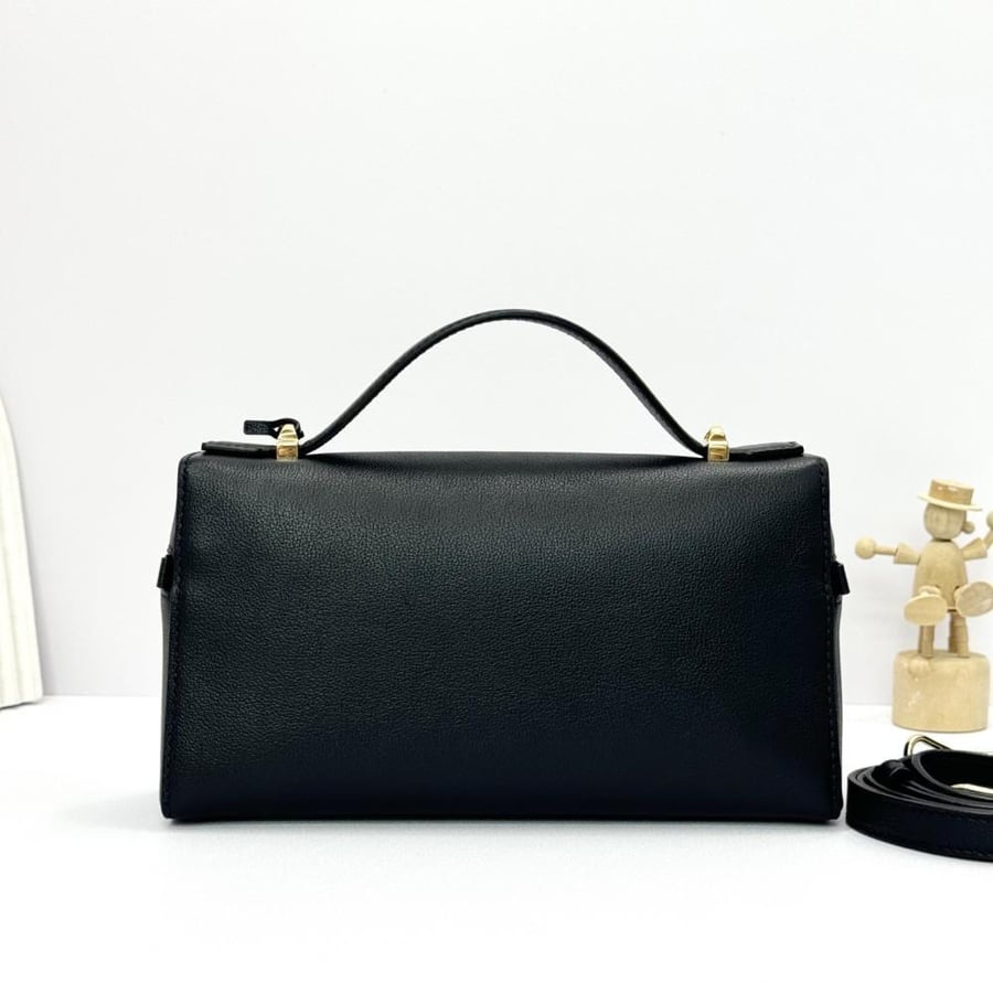 Loro Piana Smooth Leather Elongated Top Handle Bag