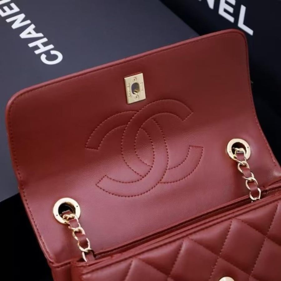 Chanel Quilted Top Handle Flap Bag with Metal Plate